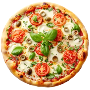 Pizza Caprese online bestellen bei Spree Pizza in Berlin Grünau – vegetarische Pizza mit Rucola und Cherrytomaten