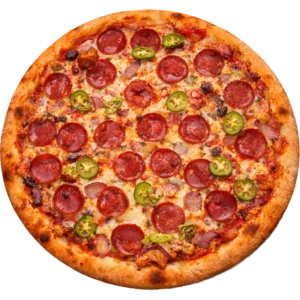 Pizza Sucuk Supreme online bestellen bei Spree Pizza in Berlin Grünau – würzige Pizza mit Sucuk und Jalapeños