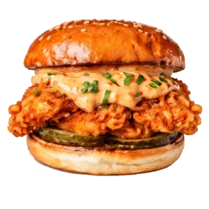Fried Chicken Crunch online bestellen bei Spree Pizza in Grünau. Knuspriger Chicken Burger mit Cheddar & hausgemachter Sauce.