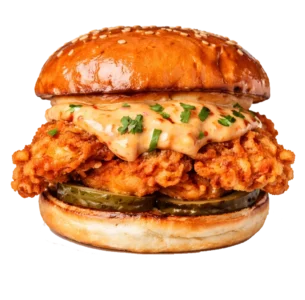 Fried Chicken Crunch online bestellen bei Spree Pizza in Grünau. Knuspriger Chicken Burger mit Cheddar & hausgemachter Sauce.
